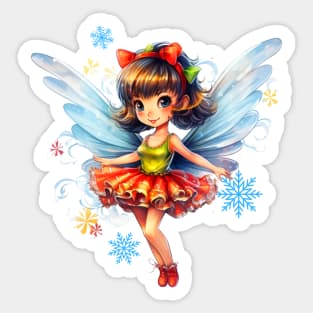 Dancing Christmas Fairy Snowflakes Fairies Sticker